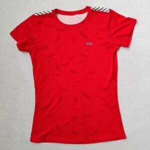 HELLY Hansen red t-shirt with leaf prints size Small